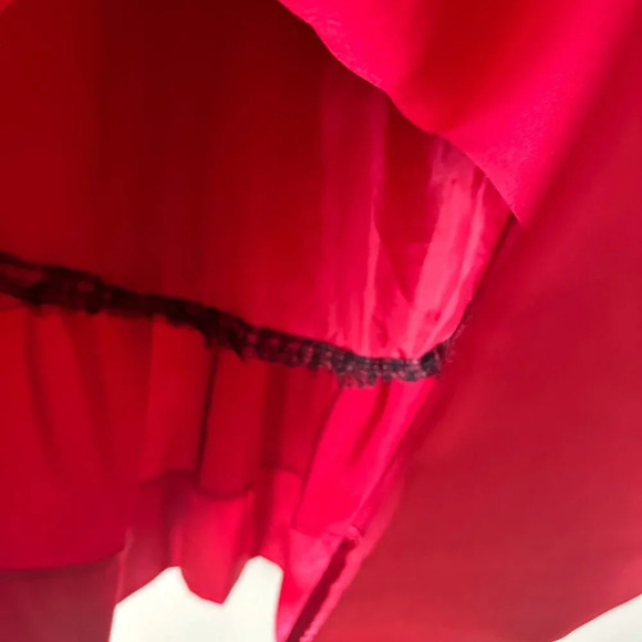 VINTAGE Roberta Party Dress Red Satin Strapless Pleated Bodice - size 5/6 - Picture 7 of 14